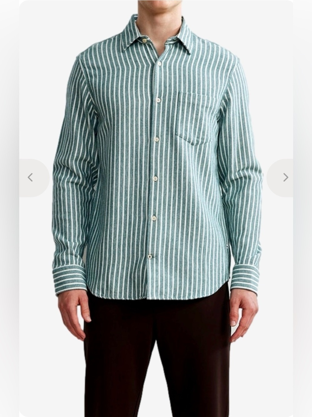 NN07 No Nationality Errico Green Stripe Regular Cotton Shirt , XL